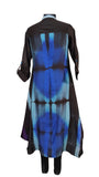 Black, blue and grey drape style pocket tunic