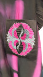 Black, pink and grey drape style pocket tunic
