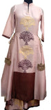 Nude color chanderi anarkali with printed chanderi dupatta.