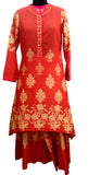Red chanderi print palazzo set