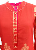Red chanderi print palazzo set