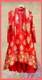 Red chanderi print palazzo set