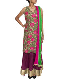 Beige katdana embroidery lehenga set