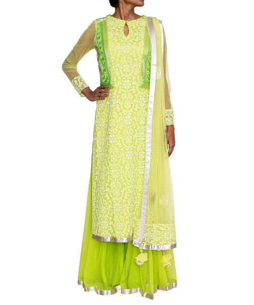 Mint green kurta and sharara set