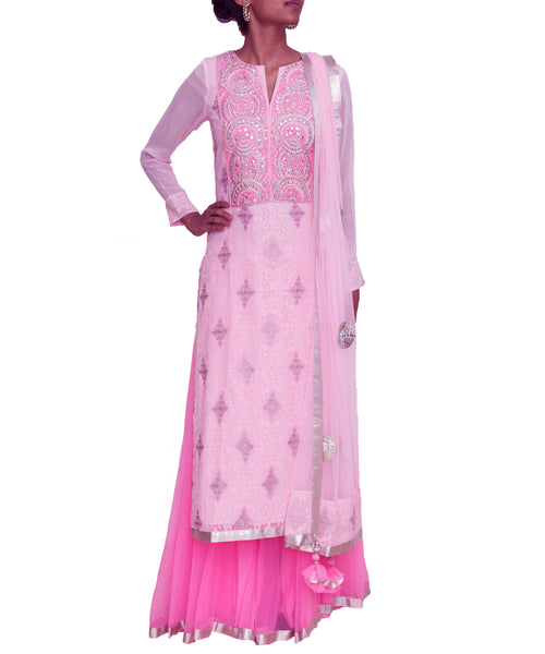 Baby pink kurta and sharara set