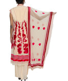 Beige net velvet patch suit
