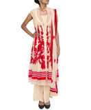 Beige net velvet patch suit