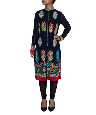 Navy blue kurta and churidar set