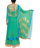 Green georgette kurta and sharara set