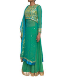 Green georgette kurta and sharara set