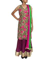 Beige katdana embroidery lehenga set