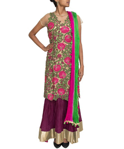 Beige katdana embroidery lehenga set