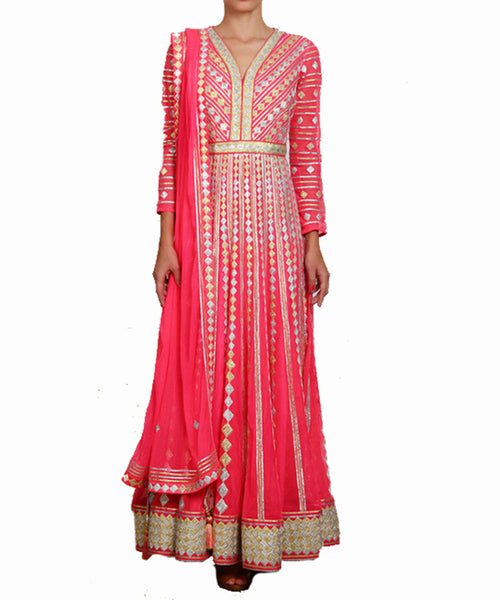 Fushia pink gota work anarkali