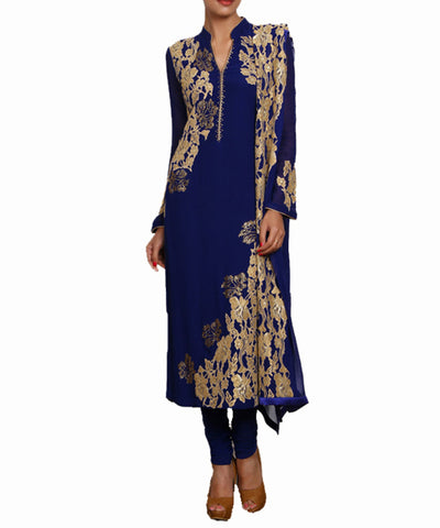 Blue chantilly swarovski suit